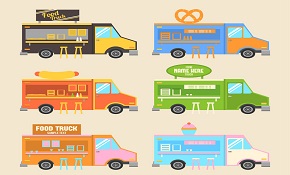 6 color fast food car vector